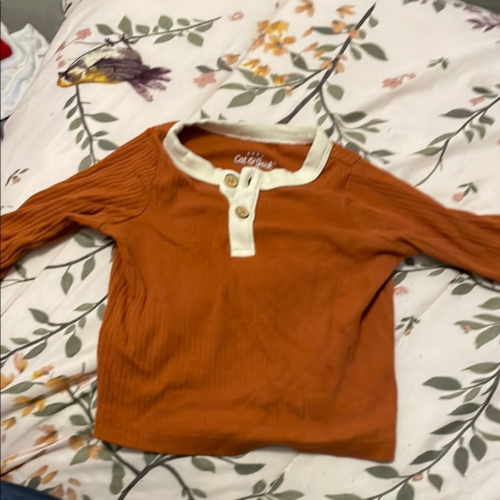 Cat & Jack Long Sleeve Orange Cream Tee